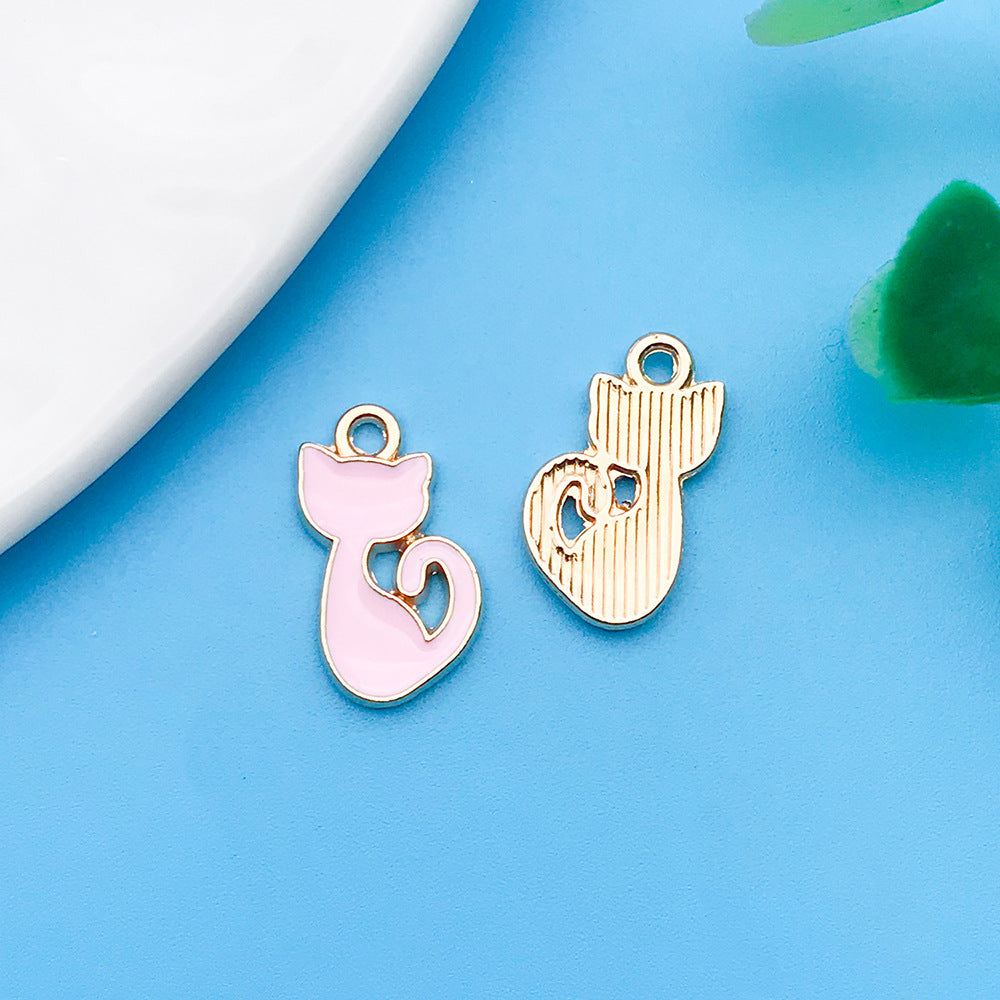 Wholesale Dripping Oil Girl Heart Pink Cartoon Cute Alloy DIY Necklace Bracelet Pendant